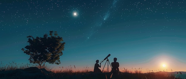 Photo romantic stargazing from hilltop with clear skiesquot