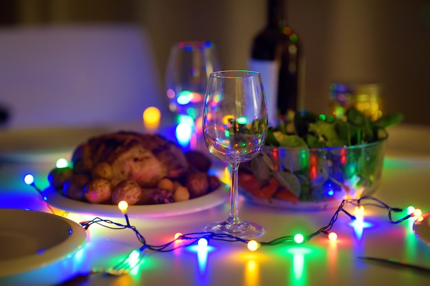 Romantic supper for pair in New year eve.