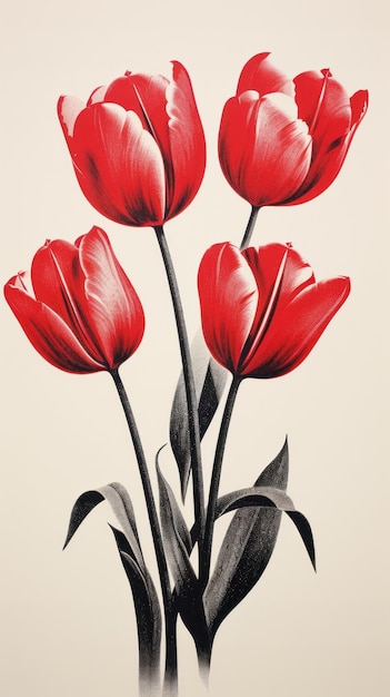 Romantic tulips flower plant art