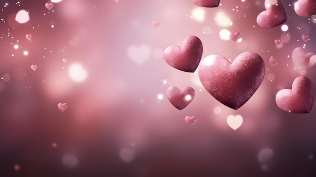 Romantic valentines day background with flying spark