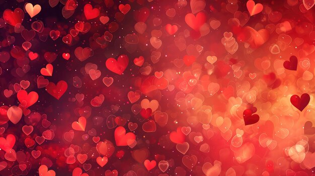 Romantic Valentines Day Background with Vibrant Red Hearts AI Generated