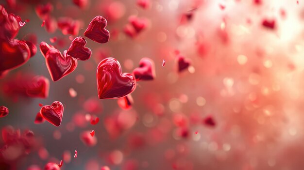 Romantic Valentines Day Background with Vibrant Red Hearts AI Generated