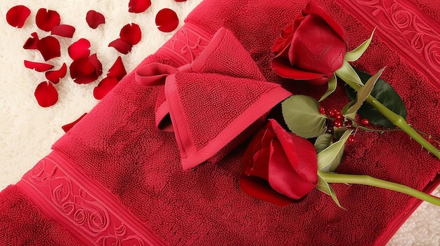 Romantic valentines day towel with decoration ideas