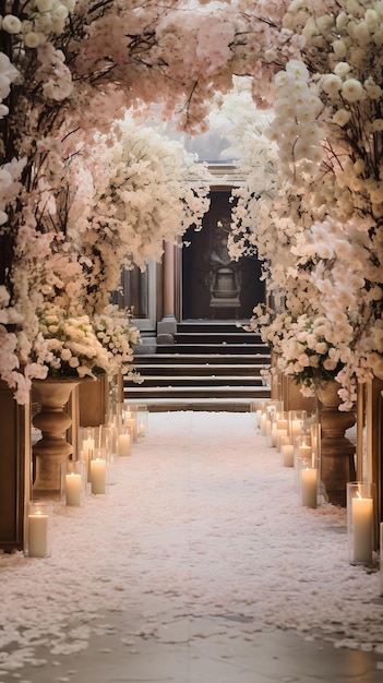 Romantic Wedding Aisle Flowers