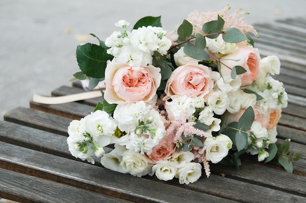 Romantic wedding bouquet outdoors