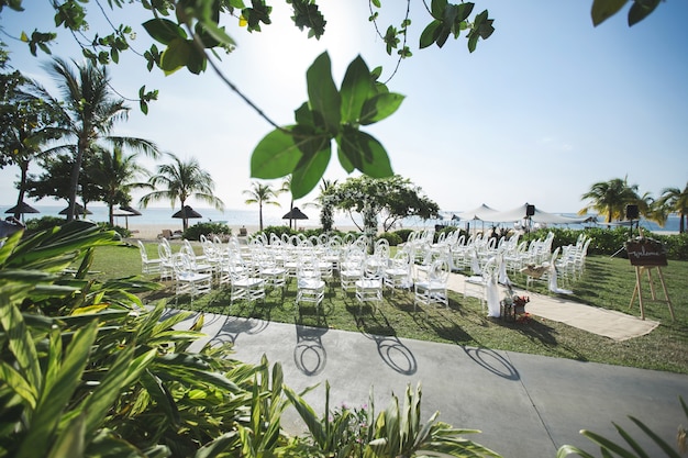 Romantic wedding ceremony on the beach