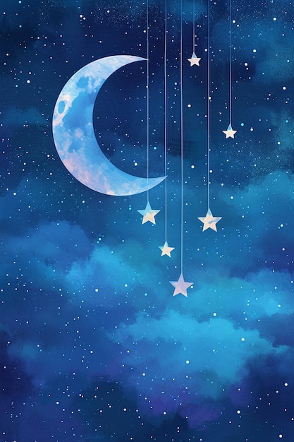 a romantic White Day banner with stylized stars and a crescent moon