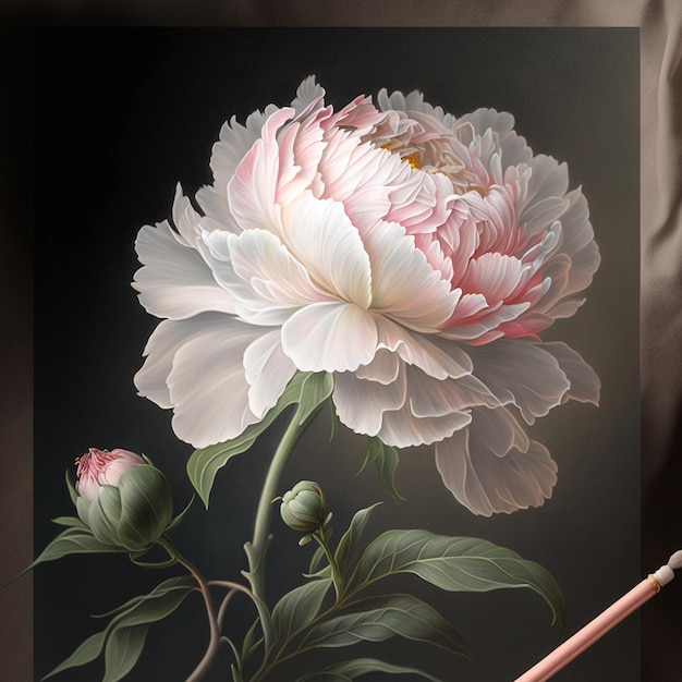 Romantic white peony flowers images Generative AI