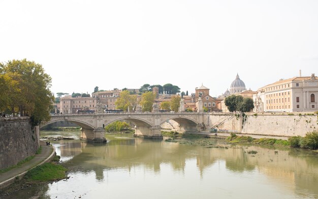 Rome city and tiber river near Vatican, Italy.