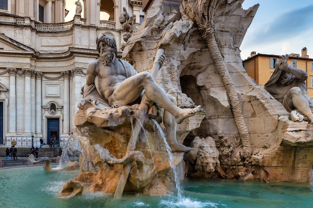 Rome Italy  The fountain of the Four Rivers by Bernini in Piazza Navona