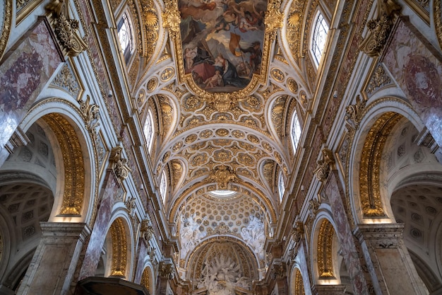 Rome, Italy - June 21, 2018: Panoramic view of interior of The Church of St. Louis of the French. It is a Roman Catholic church in Rome, not far from Piazza Navona