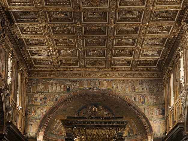 ROME, ITALY, NOVEMBER 27, 2022 : interiors and architectural details of Basilica di Santa Maria Maggiore church