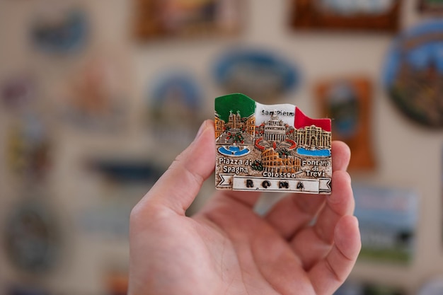 Rome Italy souvenir refrigerator magnet at hand