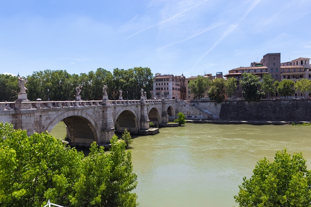 Rome Italy. View of famous Sant Angelo Bridge