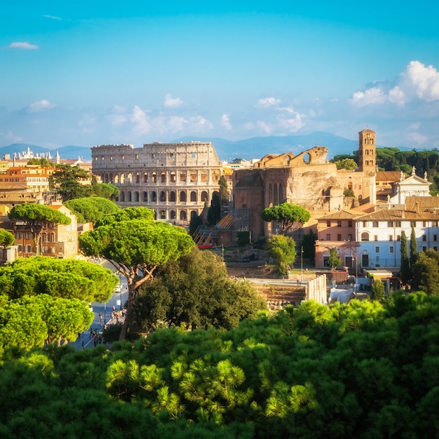 Rome Skyline with Colosseum and Roman Forum, Italy