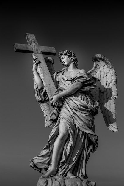 Rome, statue of an angel on the bridge in front of Castel Sant'Angelo. Conceptual useful for spirituality, christianity and faith.