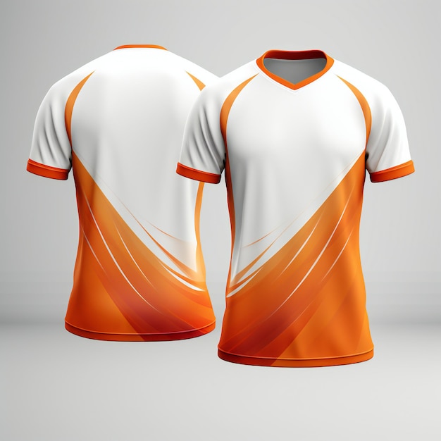 ront and Back Views of a Sporty Orange and White TShirt