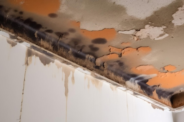 Roof leakage stains wall Home damage Generate Ai