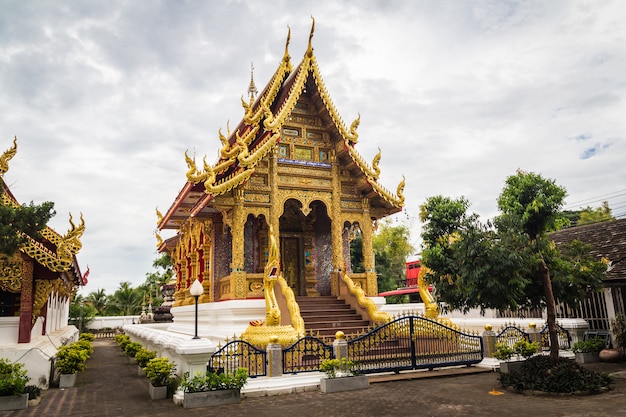 The roof of the temple against the sky