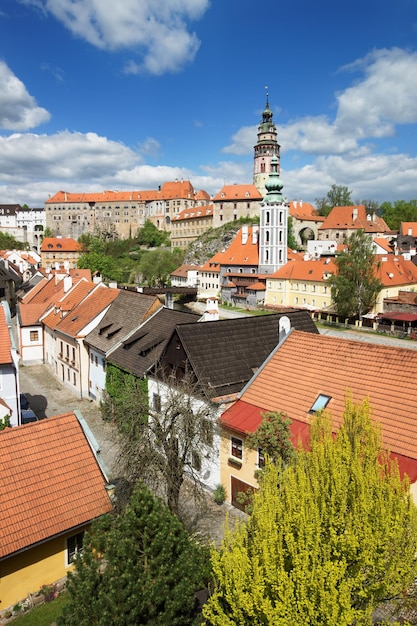 Roof tile view of State Castle in Cesky Krumlov in Czech Republic.