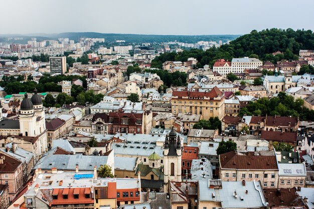 Roofs of the city, big town, city, building