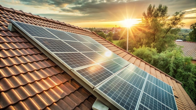 Rooftop Solar Panel Harnessing the Power of the Setting Sun