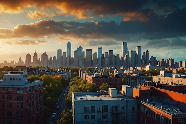 Rooftop view overlooking the city