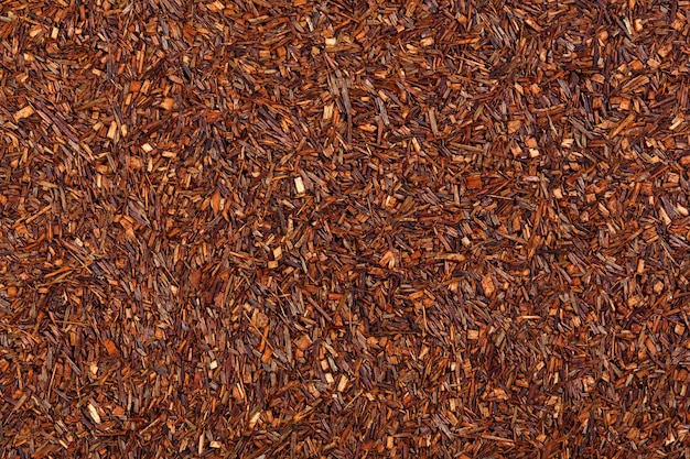 Rooibos strawberries tea close up. Macro photo.