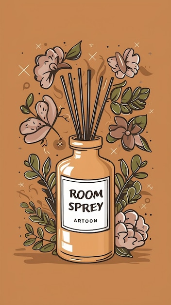 Photo room aroma sprey bottle cartoon style trendy modern vector illustration