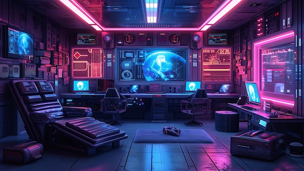 Room Decor Redefined Embrace Vibrant Neon Colors and Futuristic Cyberpunk Interior Design