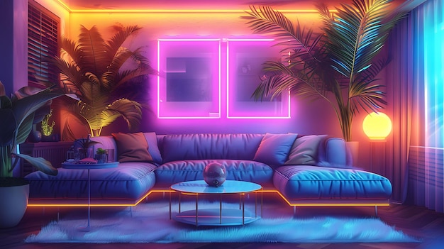 Room Decor Redefined Embrace Vibrant Neon Colors and Futuristic Cyberpunk Interior Design