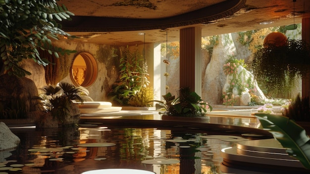 A room featuring a luxurious indoor pool perfect for relaxation and leisure activities