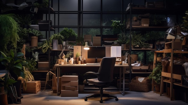 A Room Filled With Many Plants and Boxes