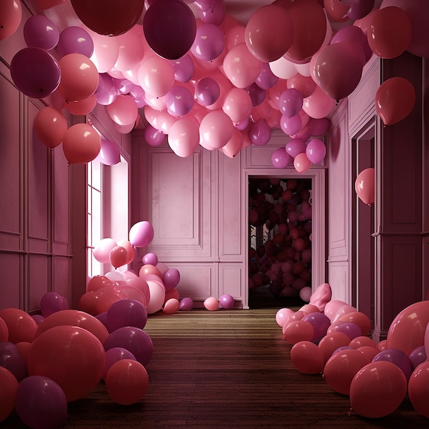 a room full of balloons