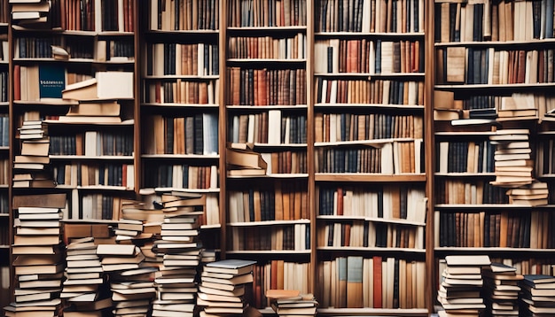 a room full of books with one that says  the one is called the library