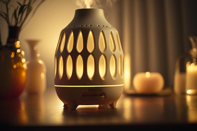 Room humidifier with warm light Generative AI