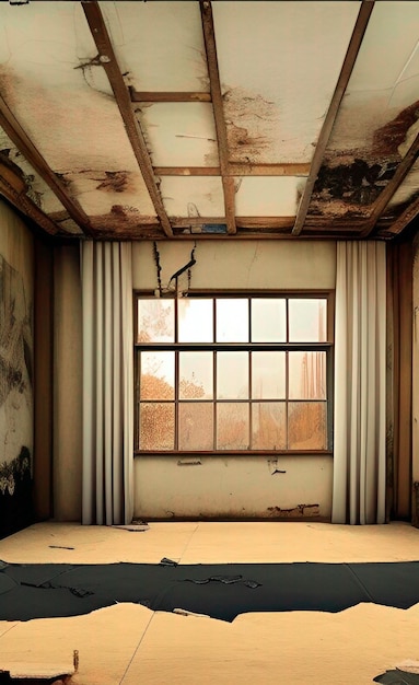 Room image atmosphere dilapidated desolate old vintage dark scene by generative AI, AI generated