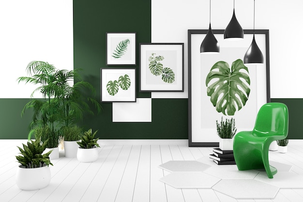 Room modern tropical style with composition - minimal design. 3D rendering