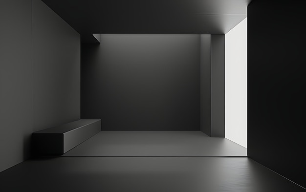 a room with a black wall and stairs that has a white staircase