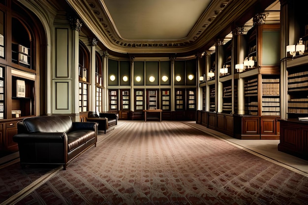 A room with a bookcase and a bookcase with a row of books on the left.