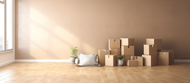 Room with boxes moving house idea