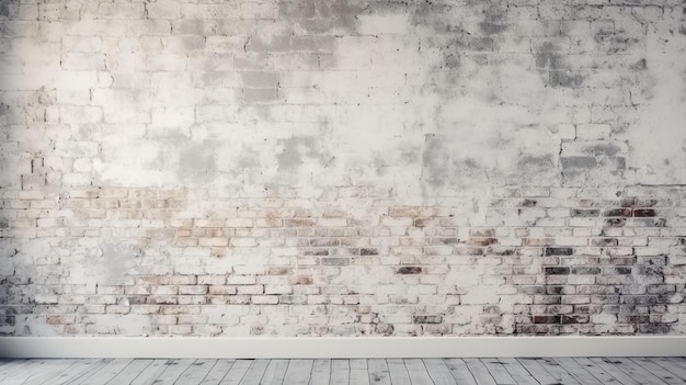 A room with a brick wall and a white wall