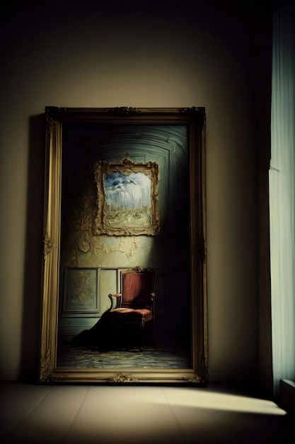 A Room With A Chair And A Painting On The Wall