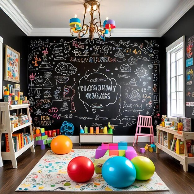 Photo a room with a chalkboard that says  mobile  on it