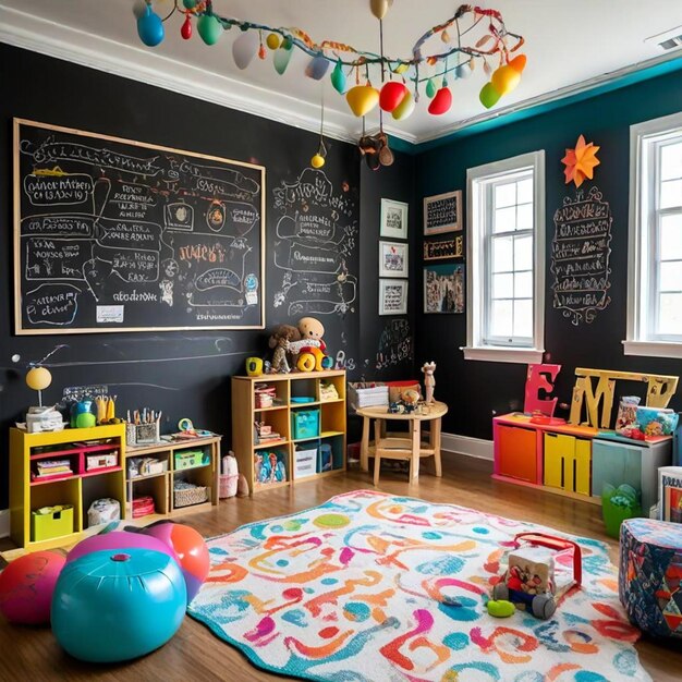 Photo a room with a chalkboard that says  no  on it