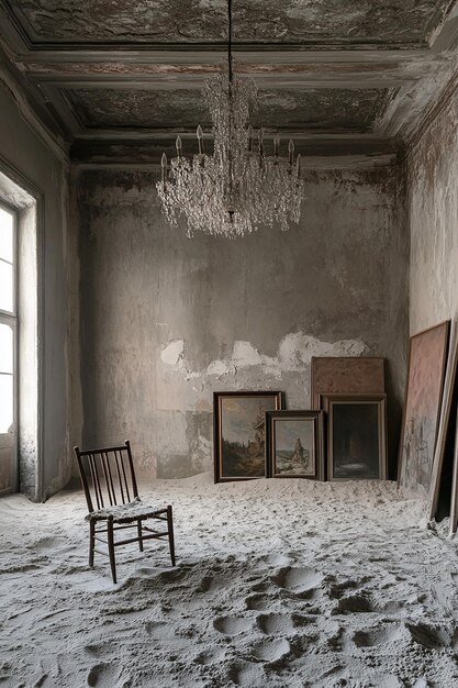 Photo a room with a chandelier and chairs in it