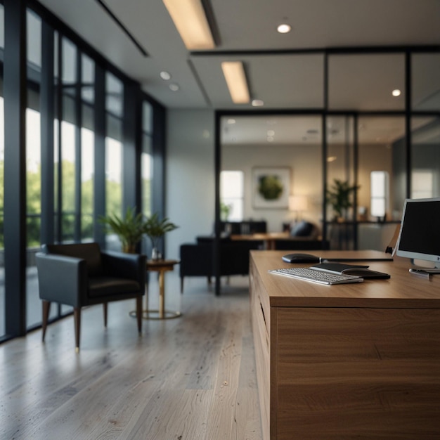 a room with a desk and a laptop on the table