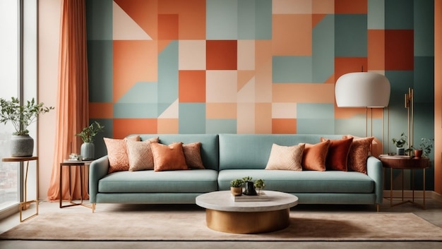 Room With Geometric Designed Wall