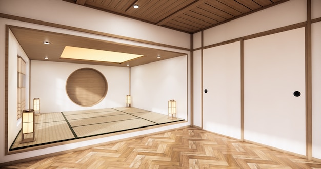 room with glass wall design japanese style