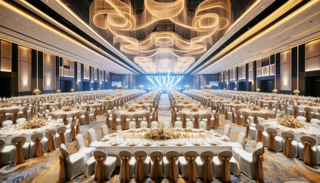 Photo a room with a large ceiling with a gold design on the top